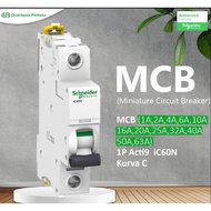 Schneider MCB Acti9 iC60N 1P 25A 10kA Curve C - A9F74125