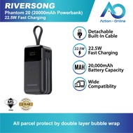 (Ready Stock) Riversong Phantom 20 Powerbank (20000mAh Battery Capacity) 22.5W Fast Charging - 2 yea