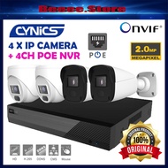 Cynics NETWORK 4CH NVR IP POE Package 1080p FullHD Set Network Camera 3.6mm CNC-3312-EB & CNC-3332-E