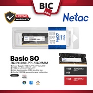 [Authorised Store] Netac RAM Basic DDR4 SODIMM 2666MHz/3200MHz 8GB/16GB/32GB C16/C19/C22 PC Laptop M