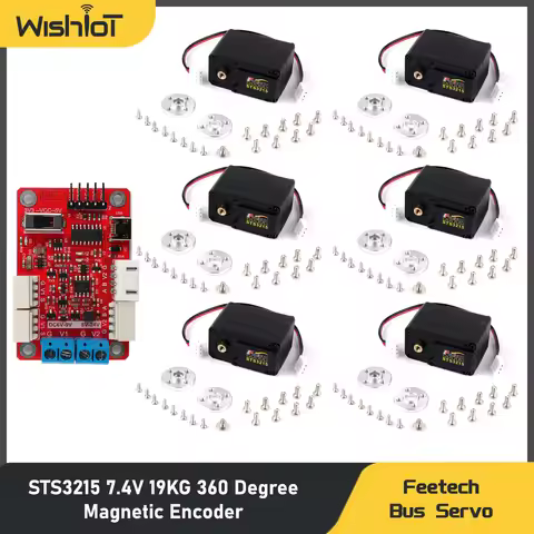 6PC Feetech STS3215 7.4V 20KG Dual Axis TTL String Servo Bus Servo 360 Degree for SO-ARM100 Robotic 
