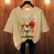 GET FASHION - BAJU KAOS ATASAN WANITA DEWASA PRINT BEST FRIEND BLUS JUMBO T SHIRT CASUAL