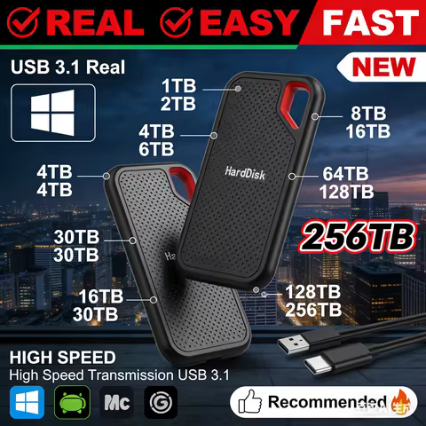 30TB High Speed Portable SSD External Solid State Drive USB 3.1 Type-C Original 2TB 4TB Large Storag