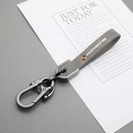 Porsche Leather Car Keychain Zinc Alloy Auto Keyring Accessories For Porsche 911 718 Taycan Panamera
