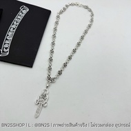 Chrome Heart Necklace With Pendant Fleur de Lis Maltese Cross Chain Blackened Silver Accessories Bea