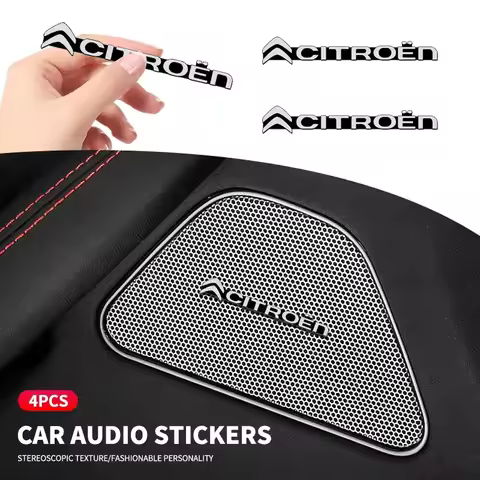 4pcs car audio decorate 3D Aluminum Badge Emblem Sticker For Citroen C4 C3 C5 C1 C2 Berlingo C-Elyse