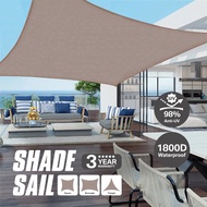 280GSM Khaki Sun Shelter Waterproof Sunshade UV Protection Shade Sail Awning Camping Shade Cloth For