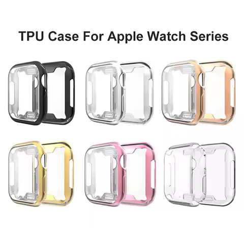 TPU Electroplating Soft Shell Cover for Apple Watch Series 9 8 7 6 5 4 3 SE Screen Protector Accesso