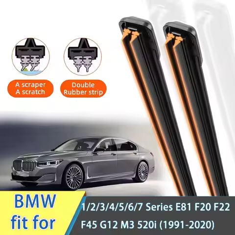 For BMW 1/2/3/4/5/6/7 Series E81 F20 F22 F45 G12 M3 520i Front Windscreen Wipers Double Rubber Car W
