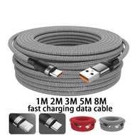 FDD3【3M/5M/8M】USB TYPE C Fast Charge Cable lengthened and super long USB C Android Micro USB Extend 