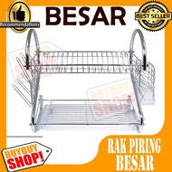 PERALATAN 2-tier Stainless Dish Rack - 2-tier Kitchen Utensil Rack/Home Appliances/Kitchen Shelf