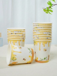 10/25, 9-Ounce Paper Cup, Cartoon Bee Theme/Fresh Lemon Theme, Disposable Bathroom Cup, Mouthwash Cu