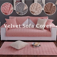 Velvet Sofa Cover Plain L Shape Sarung Kusyen Elastic Universal Slipcover Seat Cover Living Room Home Decor