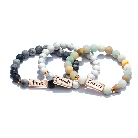 ZRM Best Friends Forever Bracelets Nature Stone Bracelet For Bestfriends Colorful Beads Bracelets Ad