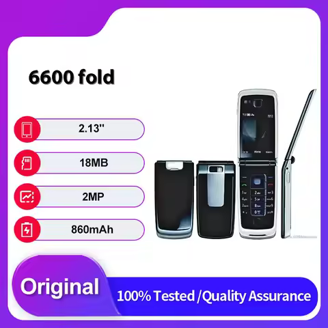 Original Unlocked 6600 fold Single Sim 2MP 860mAh Mobile Phone Russian Arabic English Keyboard Made 