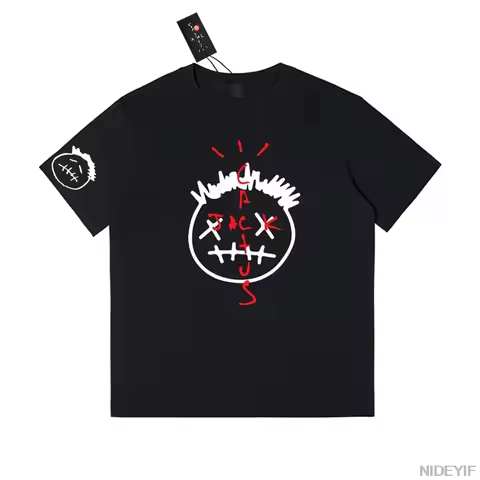100% Cotton Fashion Hip Hop Men Tshirt Tour Short Sleeve cactus jack Basic Couple Loose Short Sleeve