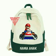Children's School Backpack bebas custom name mofit SUPER MARIO GOCAR