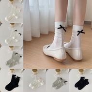 Lolita Socks Women Mid Socks Japanese Ballet Style Heel Bow Socks JK Girl Bow Short Socks Ins Trendy