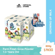 Farm Fresh Grow Powder 1-3 Years Old 800g x 5 Packs + [FREE] Farm Fresh Grow Formulated Milk 1-6 Y/O