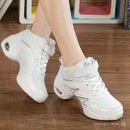New White Autumn and Winter Leather Dance Shoes Women's Leather Modern Dance Square Dance Shoes White Adult Sports Dance Shoes240410 QYOG