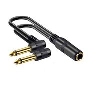 1PCS 6.35mm to 2x 1/4inch Y Splitters Cable, 6.35mm Male to Double 6.35mm Female Mono TS Music Conve