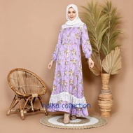 PTR baju gamis bahan rayon motif bunga kombinasi brokat