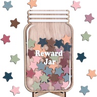 Star Jar Reward System Reward Jar Kids Incentive Reward Star Jar with Wooden Base Kids Reward Chart 