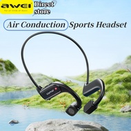 Awei A897BL Neckband Sport Earphone Wireless Bluetooth Earbuds HD Call Painless to wear Air Conduction Headset HiFi Stereo With Mic Headset