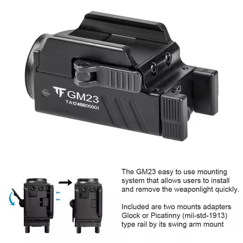 TrustFire GM23 Tactical LED Flashlights 800 Lumens Quick Release Glock Light 2 modes Rail Mounted Co