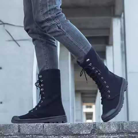 Boots for Men Spring Autumn Work Lace Up Industrial Safety Man Shoes Canvas Comfortable Classic Offe