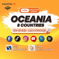 Easytripgo esim Oceania 8 countries esim Unlimited Roaming 5G Data |Daily 1-2GB 3-10 Hari | Instant 