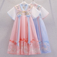 Girls Hanfu Girls' Hanfu Ready stock Girls' Skirts High-End Hanfu Antique Dress Style Super Fairy Chinese Style Ancient Costume Skirts Children's Princess Dresses