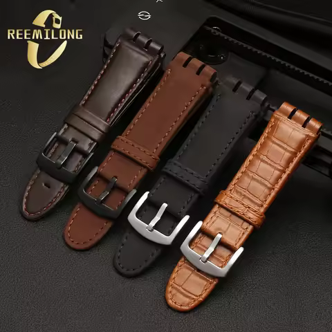 Cowhide lea/ther watch strap 23mm Triple convex joint light frosted black brown men watchband bracel