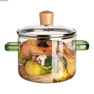 ZHAOX55OI Household Glass Saucepan, Heat Resistant with Lid  Glass Cooking Pot, Thickened 1.6/2.3L D