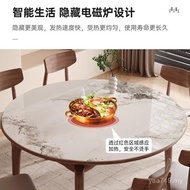 Light Luxury Dual-Use Small Apartment Dining Table Retractable Solid Wood Variable Modern Simple Roc