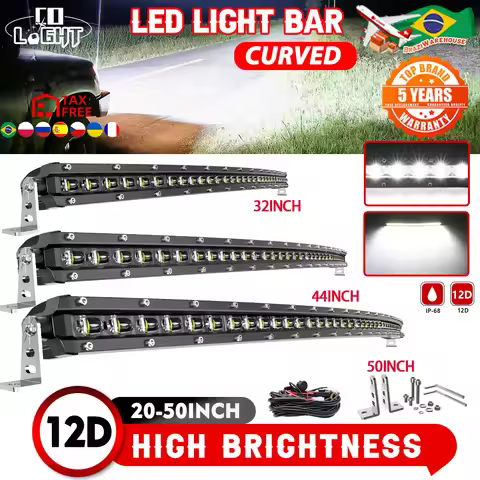 CO LIGHT 50Inch Curved Led Light Bar COMBO Slim Offroad Led Work light 80000LM Driving Car Truck 4x4