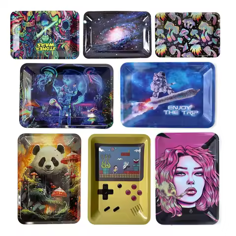 Storage Tobacco Tinplate Cigar Plate Tool Roller Case Metal Rolling Tray 18*12.5cm Cigarette Herb Pl