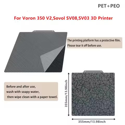 PEI Sheet 355x355mm Double Sided Smooth PET PEO Spring Steel Sheet Magnetic Build Plate for Voron 35