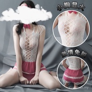 Baju Badan Jala Jala Seksi Terbuka Selangkangan Plus Saiz dengan Topeng Mata untuk Wanita