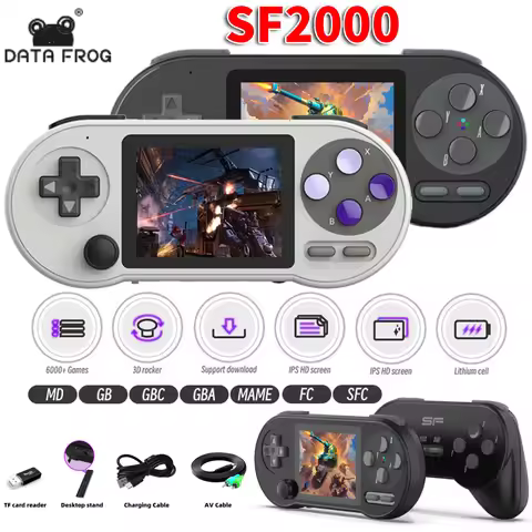 DATA FROG SF2000 3 inch Handheld Game Console Player Mini Portable Game Console Built-in 6000 Games 