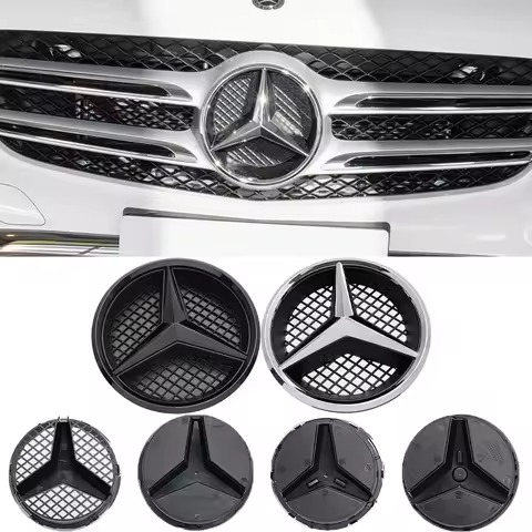 16.5/16.8/17.2/20.3CM ABS Car Front Grille Badge Replacement for Mercedes Benz W204 W205 W213 W253 C