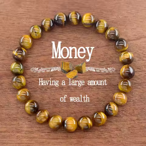 5A Natural Yellow Tiger Eye Bracelets Men Women Charm Beads Stone Jewelry Gain Wealth and Money Bang