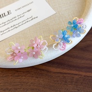 Begonia Blossoming Colorful Beaded Earrings Female 2025 Dopamine Accessories Seaside Vacation Style 