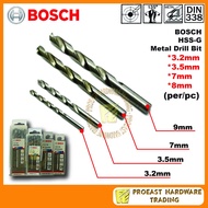 BOSCH HSS-G Metal Drill Bit 3.2mm, 3.5mm, 7mm, 9mm - per pc