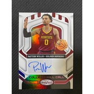 Panini Basketball Card 2022 NBA Chronicles Certified Payton Willis Golden Gophers College Roll Call 