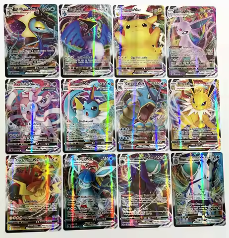 100Pcs Pokemon Cards German French English Vmax GX Color Energy Card Pikachu Rare Collection Battle 