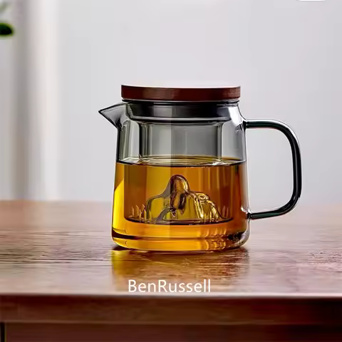 450ml High Borosilicate Glass Teapot With Mountain Wiew Filter Tea Water Separation Brewing Tea Pot 