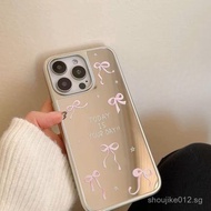 Niche Bowknot Electroplated Silver Edge Mirror Phone Case For Samsung A25 M15 A53 F15 A16 A54 A55 M5