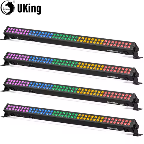 U'King 4Pcs 120W Double Row LED Wall Washer Lights Bar RGB 3IN1 80X2W LED Marquee Stage Lights For P