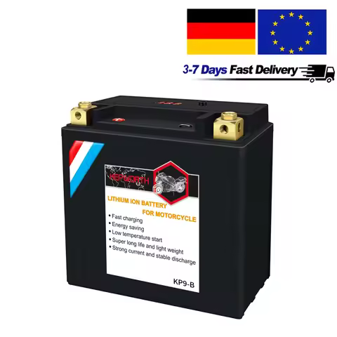 EU Stock 9-B LiFePO4 Lithium Motorcycle Engine Starter Battery 12V 6Ah 350CCA Rechargeable Powerspor